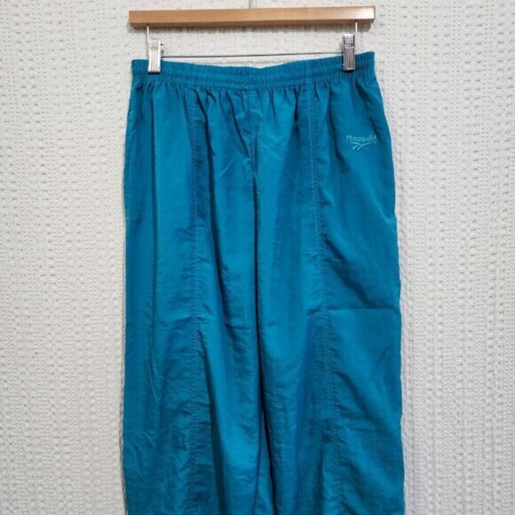 Vintage Reebok Nylon Windbreaker Aqua Blue Elastic Cuff Pants Women's Size Large - Picture 9 of 12